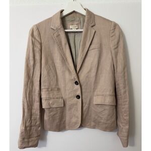 J.Crew Womens Blazer Linen Jacket Tan 0 Preppy Coastal‎ Grandmother Minimalist